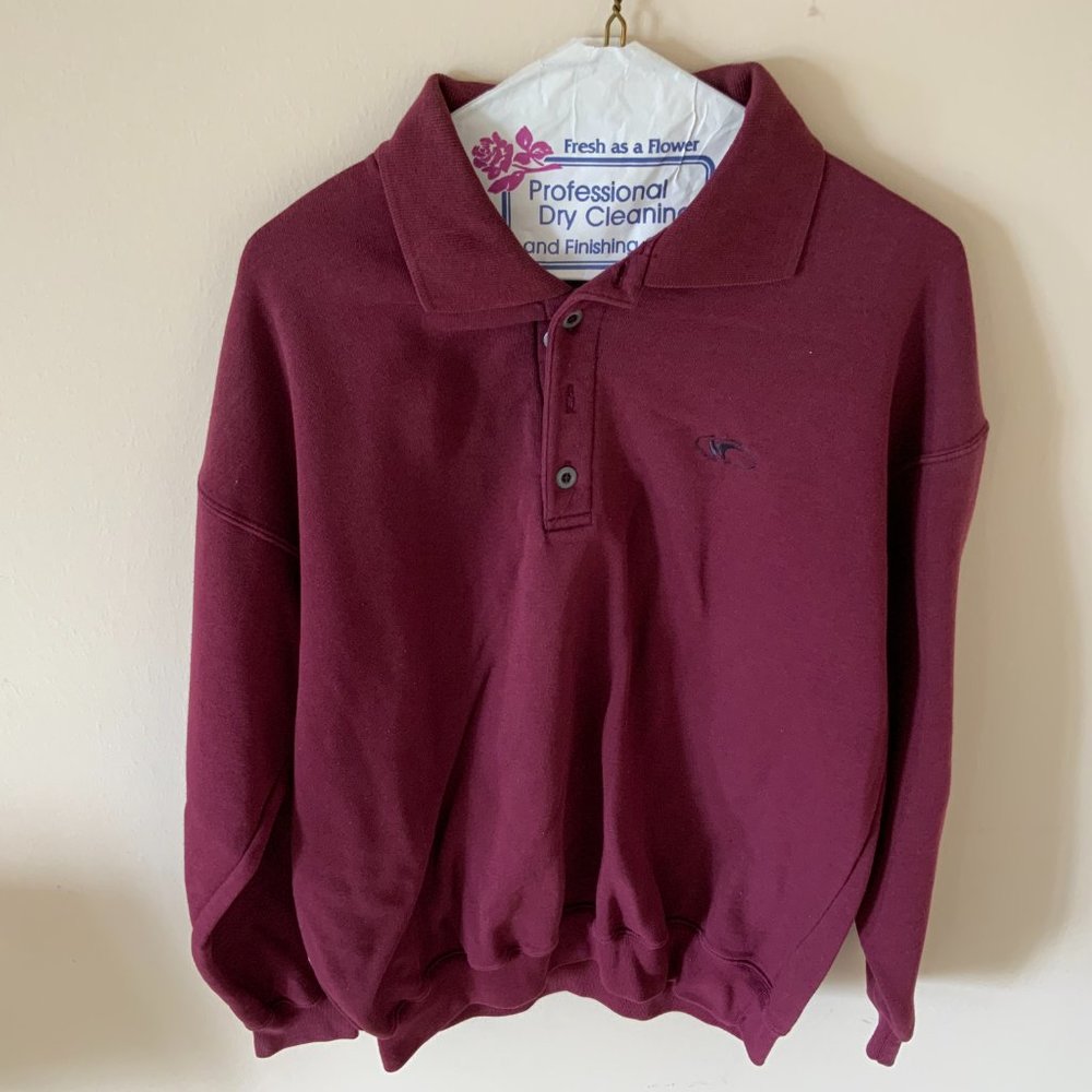 Winner's Male Wine Red Long Sleeve Polo M
